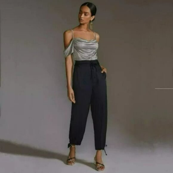 NWT Anthropologie Metallic Cowl Draped Neck Off The Shoulder Blouse Top - Picture 3 of 8